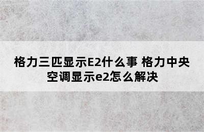 格力三匹显示E2什么事 格力中央空调显示e2怎么解决